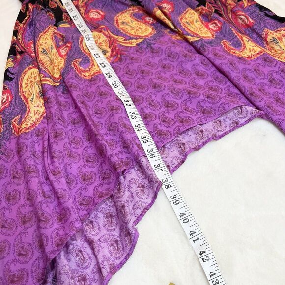 Free People Rendezvous Girl Slip Dress Black Purple Sz M Boho Asymmetrical - Picture 8 of 11